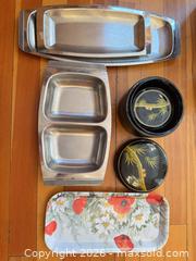 MaxSold Auction: Assorted Serving Trays & Platters — Metal, Glass, Mother-of-Pearl - North Saanich (British Columbia, Canada) PARTNER MANAGED Estate Sale Online Auction - Woodcreek Drive