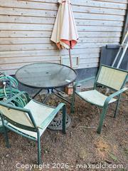 MaxSold Auction: Patio Dining Set with Round Glass Table and 2 Chairs - North Saanich (British Columbia, Canada) PARTNER MANAGED Estate Sale Online Auction - Woodcreek Drive