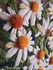 MaxSold Auction: Vintage 1980 Homco, Solid Wood Gilt Framed Crewel Embroidery - Daisies & Monarch Butterfly - Kingston (Ontario, Canada) SELLER MANAGED Downsizing Online Auction - Abdo Road