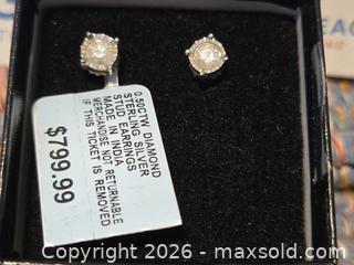 MaxSold Auction: Sterling Silver Diamond Stud Earrings 0.50 CTW - Vernon (California, USA) SELLER MANAGED Estate Sale Online Auction - E. 43rd Street
