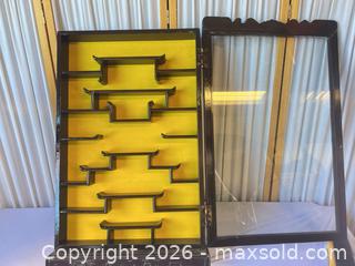 MaxSold Auction: Asian-Inspired Wood & Glass Display Cabinet, 34 x 20 x 4 in - Campbell (California, USA) SELLER MANAGED Estate Sale Online Auction -  Dell Avenue