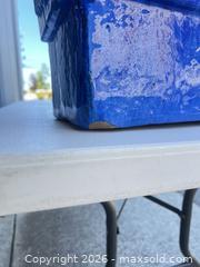 MaxSold Auction: Blue Glazed Terracotta Planter with Raised Floral Details - Campbell (California, USA) SELLER MANAGED Estate Sale Online Auction -  Dell Avenue