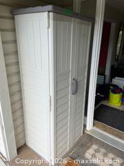 MaxSold Auction: Suncast Resin Vertical Storage Shed, 32" x 24" x 72" - Addington Highlands (Ontario, Canada) PARTNER MANAGED Downsizing Online Auction - Highway 41