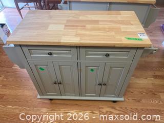MaxSold Auction: Wood-Top Kitchen Cart on Casters With Storage, Lot 276 Match - Addington Highlands (Ontario, Canada) PARTNER MANAGED Downsizing Online Auction - Highway 41