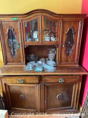 MaxSold Auction: Wooden China Hutch With Glass Doors and Brass Hardware - Addington Highlands (Ontario, Canada) PARTNER MANAGED Downsizing Online Auction - Highway 41