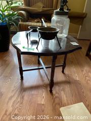 MaxSold Auction: Wooden Octagonal Side Table with Turned Legs, 24x24x18 Inches - Addington Highlands (Ontario, Canada) PARTNER MANAGED Downsizing Online Auction - Highway 41