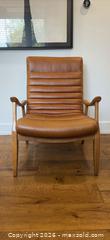 MaxSold Auction: Erik Tan/Cognac Real Leather Lounge Chair with Wood Frame - Toronto (Ontario, Canada) SELLER MANAGED Moving Online Auction - Langford Avenue