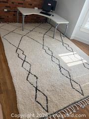 MaxSold Auction: Hand-knotted Moroccan Beni Ourain Wool Rug 8'4" x 12'7" - Toronto (Ontario, Canada) SELLER MANAGED Moving Online Auction - Langford Avenue