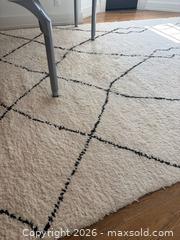 MaxSold Auction: Hand-knotted Moroccan Beni Ourain Wool Rug 8'4" x 12'7" - Toronto (Ontario, Canada) SELLER MANAGED Moving Online Auction - Langford Avenue