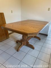 MaxSold Auction: Oak Solid Wood Dining Table with Double Pedestal, Extending Leaf - Toronto (Ontario, Canada) SELLER MANAGED Estate Sale Online Auction - Queens Drive