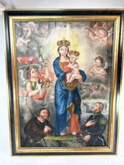 MaxSold Auction: Andean Colonial Oil on Canvas: Virgin & Child, Donor and Saint | Cuzco School | Circa 1780–1820 - Maxsold Signature - Museum-Quality Artifacts, Ancient Antiquities and Collector Finds (CAN and US Shipping)