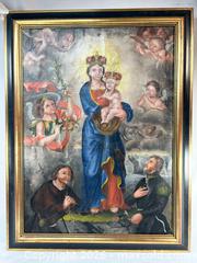 MaxSold Auction: Andean Colonial Oil on Canvas: Virgin & Child, Donor and Saint | Cuzco School | Circa 1780–1820 - Maxsold Signature - Museum-Quality Artifacts, Ancient Antiquities and Collector Finds (CAN and US Shipping)