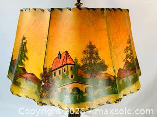 MaxSold Auction: Antique Hand-Painted Scenic Lamp | European Countryside Theme | Circa 1920s - Maxsold Signature - Museum-Quality Artifacts, Ancient Antiquities and Collector Finds (CAN and US Shipping)