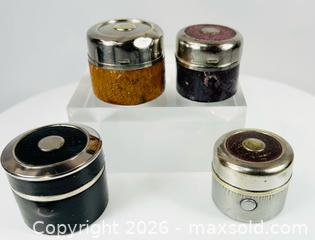 MaxSold Auction: Antique Portable Travel Inkwell Set of 4 | Leather & Nickel Finish | Late 19th to Early 20th Century - Maxsold Signature - Museum-Quality Artifacts, Ancient Antiquities and Collector Finds (CAN and US Shipping)