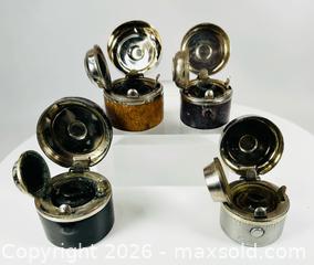 MaxSold Auction: Antique Portable Travel Inkwell Set of 4 | Leather & Nickel Finish | Late 19th to Early 20th Century - Maxsold Signature - Museum-Quality Artifacts, Ancient Antiquities and Collector Finds (CAN and US Shipping)