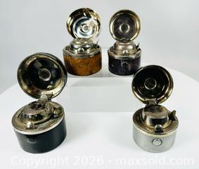 MaxSold Auction: Antique Portable Travel Inkwell Set of 4 | Leather & Nickel Finish | Late 19th to Early 20th Century - Maxsold Signature - Museum-Quality Artifacts, Ancient Antiquities and Collector Finds (CAN and US Shipping)