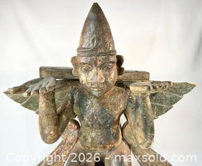 MaxSold Auction: Antique Winged Temple Guardian | Hand-Carved Wooden Figure | Circa 18th–19th Century - Maxsold Signature - Museum-Quality Artifacts, Ancient Antiquities and Collector Finds (CAN and US Shipping)
