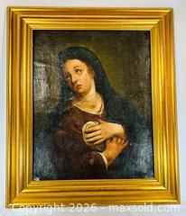 MaxSold Auction: European Oil Painting of the Virgin Mary in Mourning | Circa 18th Century - Maxsold Signature - Museum-Quality Artifacts, Ancient Antiquities and Collector Finds (CAN and US Shipping)