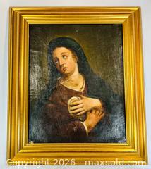 MaxSold Auction: European Oil Painting of the Virgin Mary in Mourning | Circa 18th Century - Maxsold Signature - Museum-Quality Artifacts, Ancient Antiquities and Collector Finds (CAN and US Shipping)