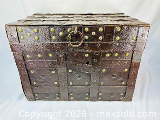 MaxSold Auction: Iron-Bound Strongbox | Spain or Portugal | Dated 1840 (16th–17th Century Style) - Maxsold Signature - Museum-Quality Artifacts, Ancient Antiquities and Collector Finds (CAN and US Shipping)