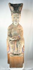 MaxSold Auction: Large Chinese Carved Court Figure with Painted Robes | Temple Guardian Sculpture | Circa 18th–19th Century - Maxsold Signature - Museum-Quality Artifacts, Ancient Antiquities and Collector Finds (CAN and US Shipping)