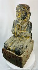MaxSold Auction: Large Gilt Painted Stone Kneeling Buddha Figure | Southeast Asian Buddhist Devotional Sculpture | Circa 19th Century - Maxsold Signature - Museum-Quality Artifacts, Ancient Antiquities and Collector Finds (CAN and US Shipping)