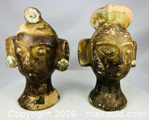 MaxSold Auction: Pair of Terracotta Sculptural Heads with Headdresses | 20th Century - Maxsold Signature - Museum-Quality Artifacts, Ancient Antiquities and Collector Finds (CAN and US Shipping)