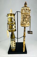 MaxSold Auction: Pair of Tibetan Buddhist Prayer Wheels | Hand-Carved Bone, Brass & Wood - Maxsold Signature - Museum-Quality Artifacts, Ancient Antiquities and Collector Finds (CAN and US Shipping)