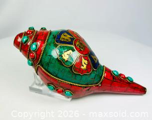 MaxSold Auction: Qing Dynasty Tibetan Buddhist Conch | Ritual Shell with Precious Stone Inlays & Lacquer Panels | Circa 1700s–1800s - Maxsold Signature - Museum-Quality Artifacts, Ancient Antiquities and Collector Finds (CAN and US Shipping)