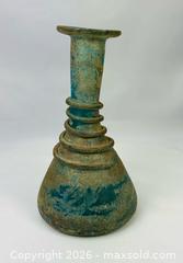 MaxSold Auction: Roman Imperial | Turquoise Glass Perfume Bottle with Spiral Rings | Circa 1st–3rd Century CE - Maxsold Signature - Museum-Quality Artifacts, Ancient Antiquities and Collector Finds (CAN and US Shipping)