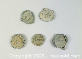MaxSold Auction: Collection of Five Antique Lead Bale Seals | Shipwreck Maritime Trade Artifacts | 19th Century  - Maxsold Signature - Museum-Quality Artifacts, Ancient Antiquities and Collector Finds (CAN and US Shipping)