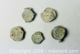 MaxSold Auction: Collection of Five Antique Lead Bale Seals | Shipwreck Maritime Trade Artifacts | 19th Century  - Maxsold Signature - Museum-Quality Artifacts, Ancient Antiquities and Collector Finds (CAN and US Shipping)