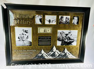 MaxSold Auction: Sir Edmund Hillary | Authentic Hand-Signed U.S. $1 Banknote | Certified Autograph & Professionally Framed Display | 20th Century Collectible - Maxsold Signature - Museum-Quality Artifacts, Ancient Antiquities and Collector Finds (CAN and US Shipping)