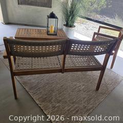 MaxSold Auction: Mid-Century Modern Woven Patio Seating Set with Wood Frame - Phoenix (Arizona, USA) SELLER MANAGED Downsizing Online Auction - West Morningside Drive