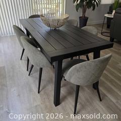 MaxSold Auction: Modern Black & Gray Engineered Wood Dining Set - Table + 6 Chairs - Phoenix (Arizona, USA) SELLER MANAGED Downsizing Online Auction - West Morningside Drive