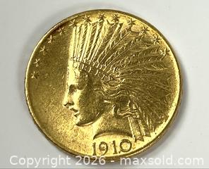 MaxSold Auction: 1910 $10 23kt Gold U.S. Indian Coin - Campbell (California, USA) PARTNER MANAGED Estate Sale Online Auction -  Dell Avenue
