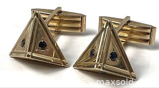 MaxSold Auction: Vintage 14kt Gold Cufflinks with Sapphire Accents  - Campbell (California, USA) PARTNER MANAGED Estate Sale Online Auction -  Dell Avenue