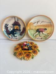 MaxSold Auction: Set of 3 Sicilian Ceramic Farm/Harvest Wall Plaques - San Jose (California, USA) SELLER MANAGED Estate Sale Online Auction - Union Avenue