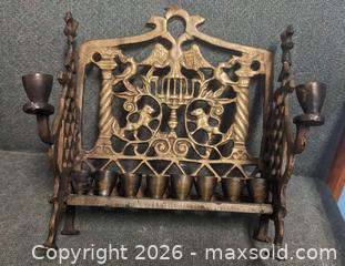 MaxSold Auction: Antique Polish Heavy Brass Bronze Hebrew Chanukkah Menorah Doves Lion Eagle Birds - Toronto (Ontario, Canada) PARTNER MANAGED Reseller Online Auction - Railside Road