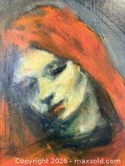 MaxSold Auction: Haunting  "Woman In Red" Large Post Impressionist Oil Painting Artist Signed A.Wachenhauser With Gallery Lamp - Toronto (Ontario, Canada) PARTNER MANAGED Reseller Online Auction - Railside Road