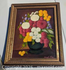 MaxSold Auction: Lovely Antique Floral Blooms Vibrant Oil Painting On Board Artist Signed Hazel Free - Toronto (Ontario, Canada) PARTNER MANAGED Reseller Online Auction - Railside Road