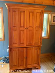 MaxSold Auction: Solid Wood Armoire Cabinet with Upper and Lower Storage - Harcourt (Ontario, Canada) PARTNER MANAGED Downsizing Online Auction - Burleigh Road