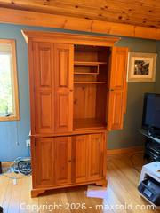 MaxSold Auction: Solid Wood Armoire Cabinet with Upper and Lower Storage - Harcourt (Ontario, Canada) PARTNER MANAGED Downsizing Online Auction - Burleigh Road
