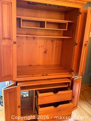 MaxSold Auction: Solid Wood Armoire Cabinet with Upper and Lower Storage - Harcourt (Ontario, Canada) PARTNER MANAGED Downsizing Online Auction - Burleigh Road