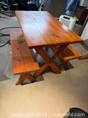 MaxSold Auction: Wooden Picnic Table with Attached Benches - Harcourt (Ontario, Canada) PARTNER MANAGED Downsizing Online Auction - Burleigh Road