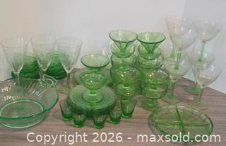 MaxSold Auction: Depression Glass Uranium VaselineGlassware, Federal, Anchor Hocking 1 - Spring (Texas, USA) SELLER MANAGED Charity/Fundraising Online Auction - Danehill Drive