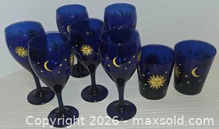 MaxSold Auction: Set of Vintage Mid Century Modern Cobalt Celestial Star Tumblers Wine Goblets  - Spring (Texas, USA) SELLER MANAGED Charity/Fundraising Online Auction - Danehill Drive