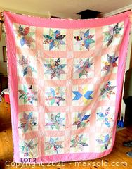 MaxSold Auction: Handmade Pink Bordered LeMoyne Star Quilt - Perth (Ontario, Canada) SELLER MANAGED Downsizing Online Auction - Orchard Crescent