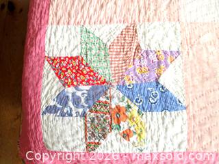 MaxSold Auction: Handmade Pink Bordered LeMoyne Star Quilt - Perth (Ontario, Canada) SELLER MANAGED Downsizing Online Auction - Orchard Crescent