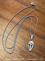 MaxSold Auction: 14 Kt White Gold Cross Teardrop Pendant with 925 Ball Chain - Ottawa (Ontario, Canada) PARTNER MANAGED Downsizing Online Auction - Fallowfield Road